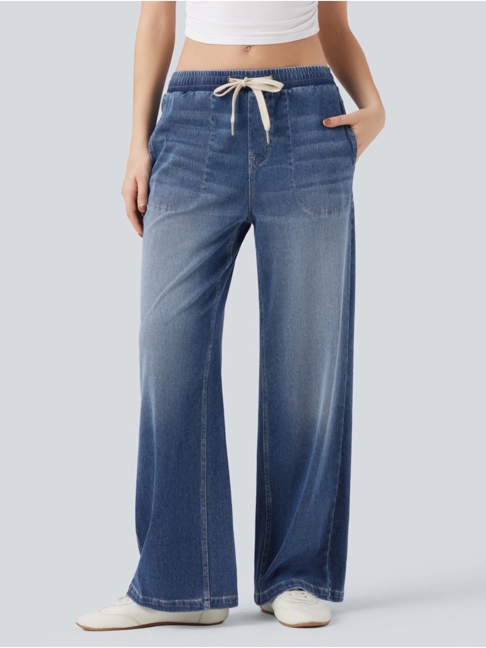 NWT Halara Flex Low Rise Drawstring Stretch Casual Baggy Sweatpants Jeans Medium